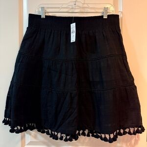 LOFT Black Skirt with Tassel Hem